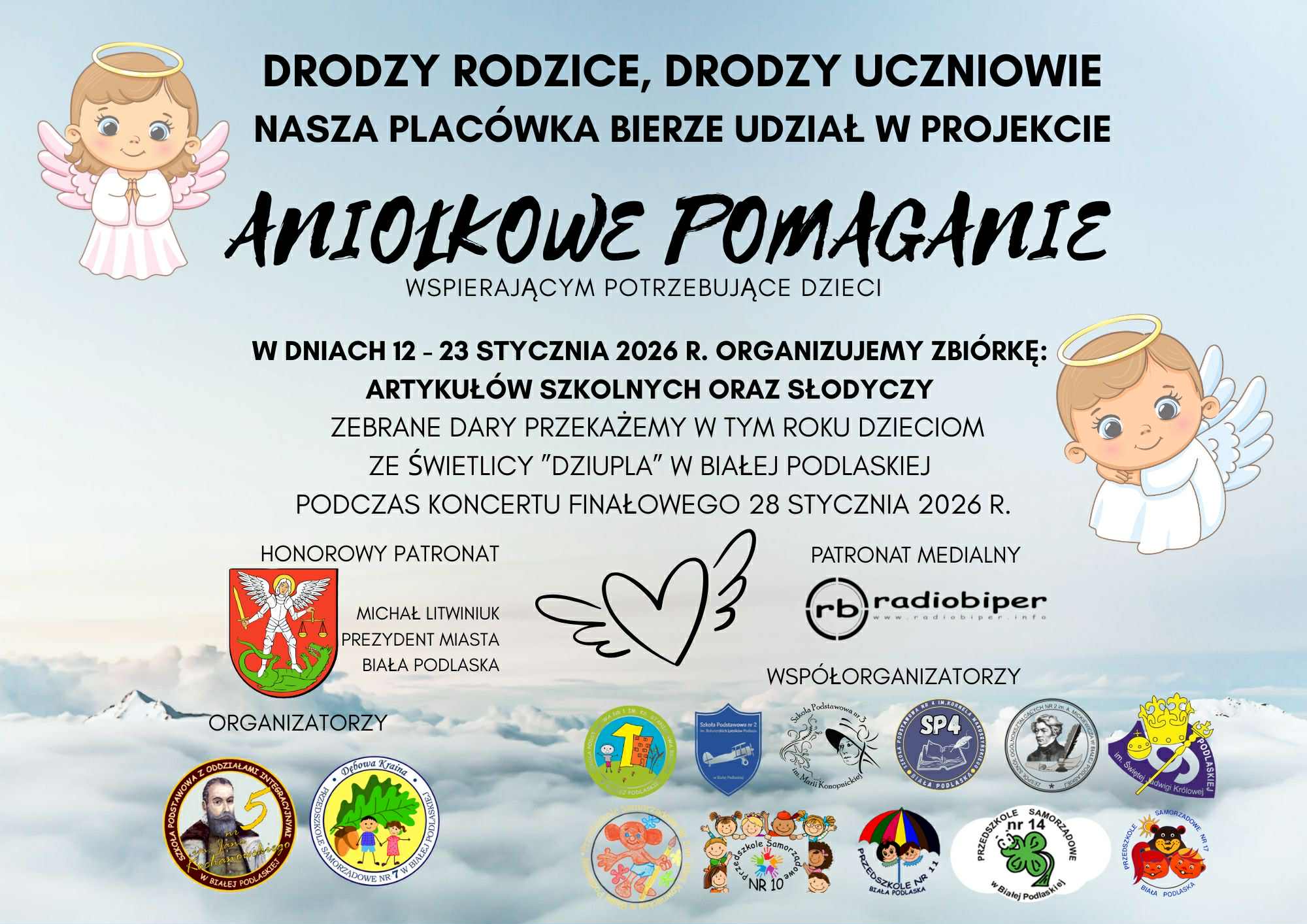 Plakat akcji Aniołkowe pomaganie
